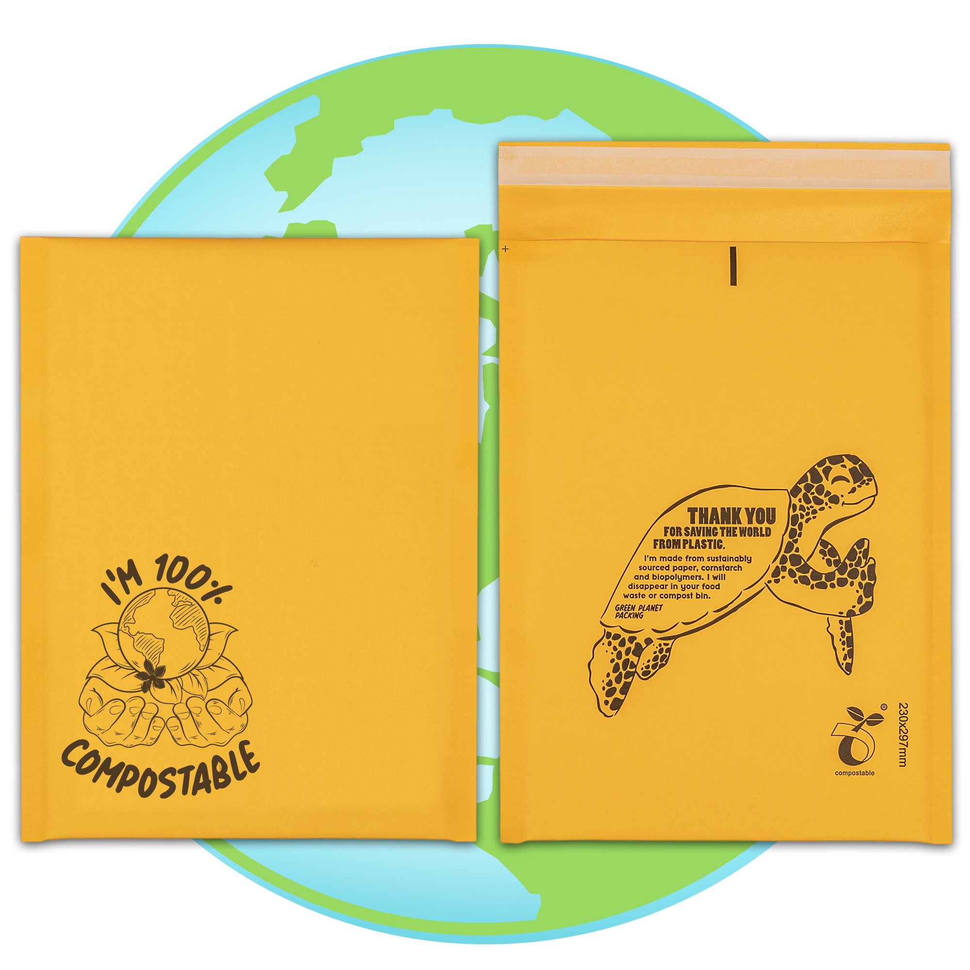 Eco-friendly biodegradable padded envelopes